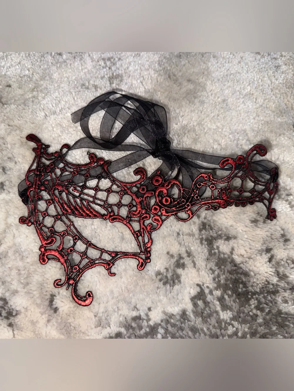 Red and Black Lace Masquerade Eye Mask